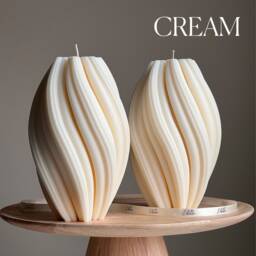 Tall Swirl Soy Wax Candle - Modern Home Decor - thumbnail 3