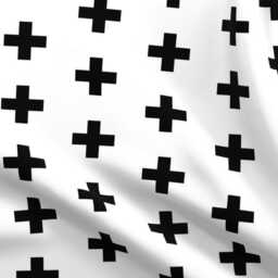 Plus Sign Sheets - Black Crosses On White By Modfox Geometric & Modern Cross Cotton Sateen Sheet Set Bedding Spoonflower - thumbnail 4