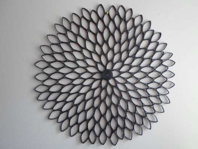Black Dahlia Paper Art Large Round Contemporary Wall Hanging - image 1