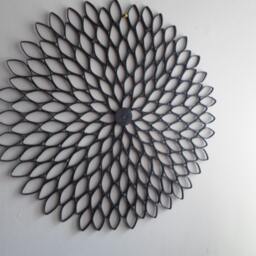 Black Dahlia Paper Art Large Round Contemporary Wall Hanging - thumbnail 2