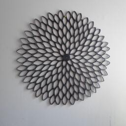 Black Dahlia Paper Art Large Round Contemporary Wall Hanging - thumbnail 4