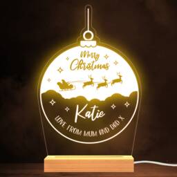 Santa Bauble Merry Christmas Name Gift Personalised Lamp Night Light