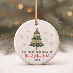 Personalised Couple First Christmas Married Ornament - Our 1St Xmas As Wedding Gift Tree With Stars - thumbnail 1