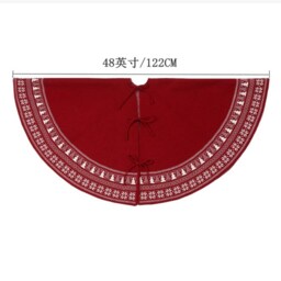 Hand Knitted Red Christmas Tree Skirt, 48'' Holiday Decor - thumbnail 4