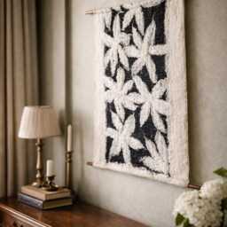 Hand Felted Silk Wool Tapestry Wall Hanging, Floral Fiber Art Textile Art, Handmade Boho Decor, Modern 60x80 cm - thumbnail 3