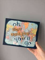 Oh The Places You'll Go Painting, College Graduation, High School Graduation, Travel Gift, Graduation Map Wall Art, New Baby Gift - thumbnail 1