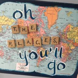 Oh The Places You'll Go Painting, College Graduation, High School Graduation, Travel Gift, Graduation Map Wall Art, New Baby Gift - thumbnail 3