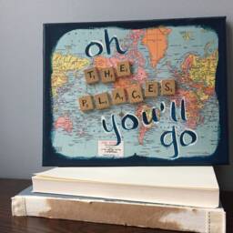Oh The Places You'll Go Painting, College Graduation, High School Graduation, Travel Gift, Graduation Map Wall Art, New Baby Gift - thumbnail 2