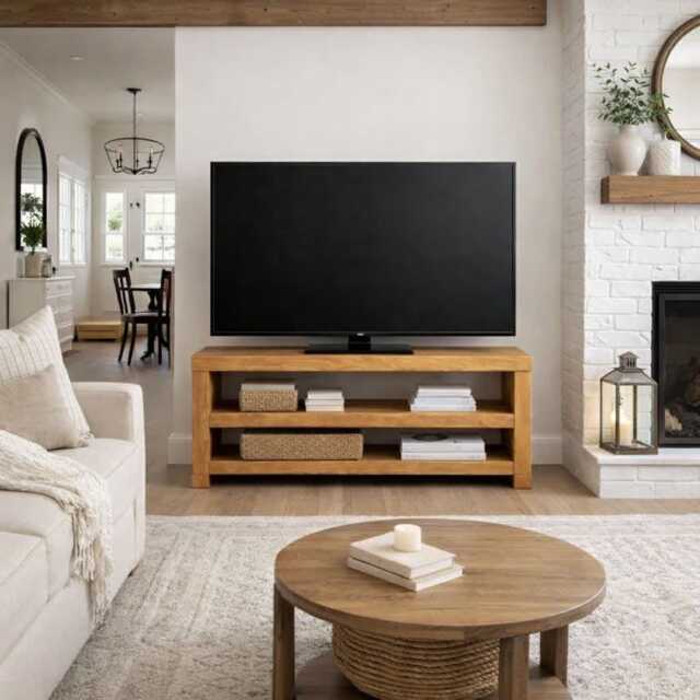 The Rustic Tv Stand Shabby Chic Hand Crafted Solid Wood Pine Oak - image 1