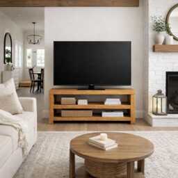 The Rustic Tv Stand Shabby Chic Hand Crafted Solid Wood Pine Oak - thumbnail 1