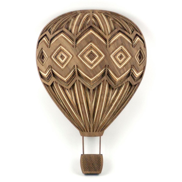 "Layered 3D Wood Art - ""Diamond Hot Air Balloon" - image 1