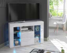 Furneo Venico 02 White Corner Tv Stand 100cm Matt & High Gloss Led Lights - thumbnail 1