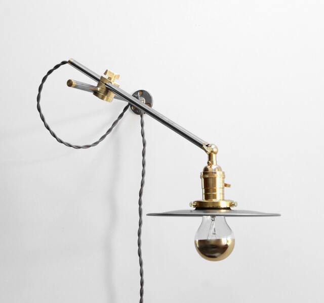 Wall Lamp - Sconce Adjustable Lamp- Bedside Extension Boom -Articulating Industrial Brass Scissor Light Sb2 - image 1