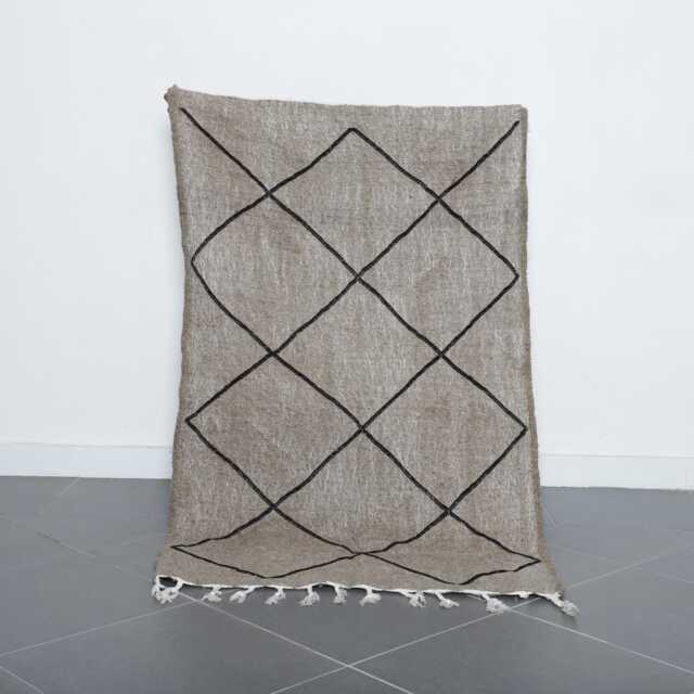 Handmade Moroccan Checkered Wool Rug Minimalist Beni Ourain Style 5.4x3.2 Ft - image 1