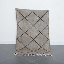 Handmade Moroccan Checkered Wool Rug Minimalist Beni Ourain Style 5.4x3.2 Ft - thumbnail 1