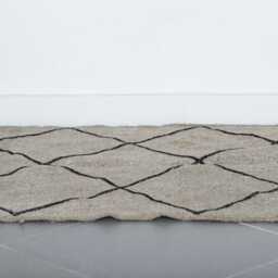 Handmade Moroccan Checkered Wool Rug Minimalist Beni Ourain Style 5.4x3.2 Ft - thumbnail 3
