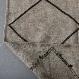 Handmade Moroccan Checkered Wool Rug Minimalist Beni Ourain Style 5.4x3.2 Ft - thumbnail 2