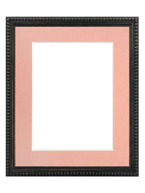 Crown Black Photo Frame With Pink Mount, Wooden Bobbin Distressed - image 1
