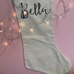 Personalised Linen Christmas Stocking - Hand-Painted Calligraphy Name - thumbnail 4