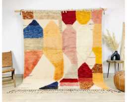 Hand Tufted Moroccan Multicolor Berber Rug, Authentic Beni Ourain Carpet, Large 9x12 Area Handwoven Wool Shag Rug With Abstract Blocks - thumbnail 1