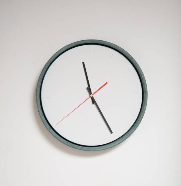 Industrial Concrete & Jesmonite Wall Clock/Minimal Design Scandinavian /Urban Modern Contemporary Teal Blue Green Off White - image 1