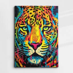 Leopard Head Pop Art Style Abstract Modern Painting Wall Art, Framed Canvas Poster Print, Home Kitchen Office Room Decor, Gifts - thumbnail 3
