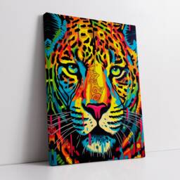 Leopard Head Pop Art Style Abstract Modern Painting Wall Art, Framed Canvas Poster Print, Home Kitchen Office Room Decor, Gifts - thumbnail 2