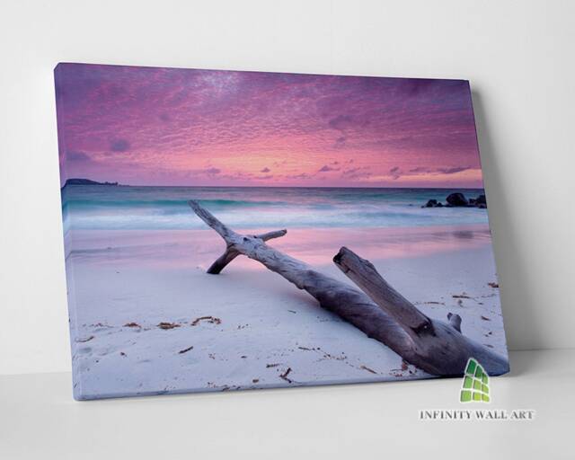 Pink Sunset Beach Canvas Art Wall Print Picture Ready To Hang Framed Home Decor -C211 - image 1