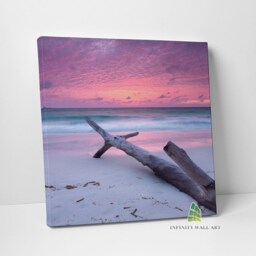 Pink Sunset Beach Canvas Art Wall Print Picture Ready To Hang Framed Home Decor -C211 - thumbnail 3