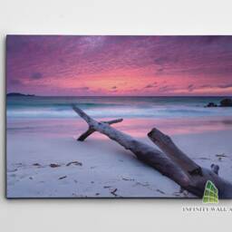 Pink Sunset Beach Canvas Art Wall Print Picture Ready To Hang Framed Home Decor -C211 - thumbnail 2