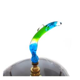 Finial - Venetian Glass Dolphin Lamp Finial Handmade Ocean Inspired Sea Foam Green & Aqua Blue Brass Or Nickel Hardware - thumbnail 1