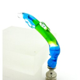 Finial - Venetian Glass Dolphin Lamp Finial Handmade Ocean Inspired Sea Foam Green & Aqua Blue Brass Or Nickel Hardware - thumbnail 2