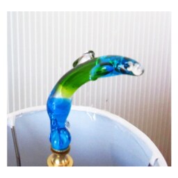 Finial - Venetian Glass Dolphin Lamp Finial Handmade Ocean Inspired Sea Foam Green & Aqua Blue Brass Or Nickel Hardware - thumbnail 3