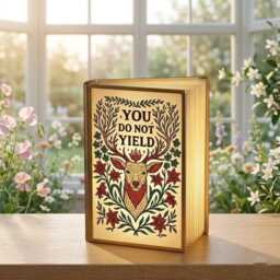 You Do Not Yield Book Lamp, Throne Of Glass Inspired Decor, Fantasy Night Light - thumbnail 2