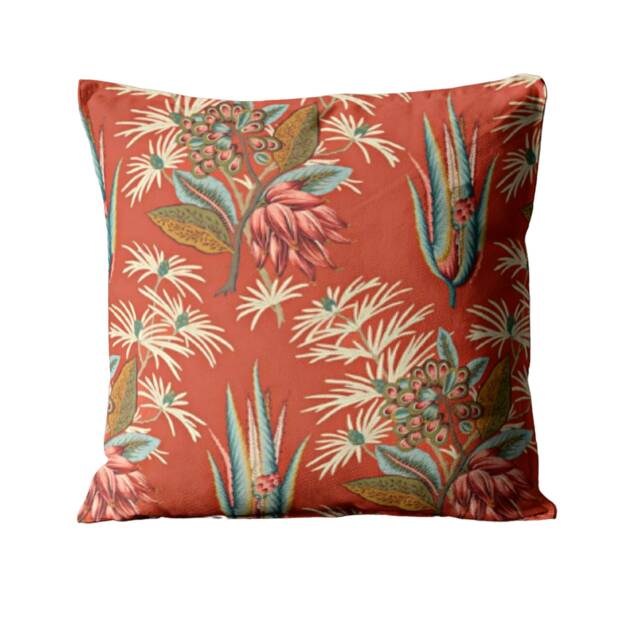 Zoffany Desert Flower Cotton Sateen Cushion Cover Red, Blue, Green Floral - image 1