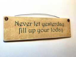 Inspirational Wood Sign Cranberry Or Green Lettering, Vintage Wire Hanger - thumbnail 1