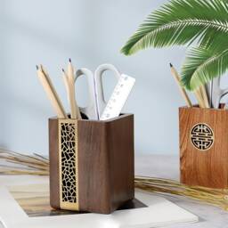 Birthday Gift Custom Engraved Wood Pen Holder - Personalized Desk Organizer & Pencil Cup Ornament-Mentor Gift Anniversary Gifts - thumbnail 4