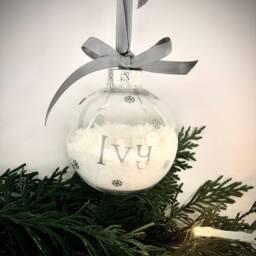 Personalised Bauble With Artificial Snow, Shatterproof Bauble, Christmas Decoration, Decoration - thumbnail 3