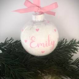 Personalised Bauble With Artificial Snow, Shatterproof Bauble, Christmas Decoration, Decoration - thumbnail 4