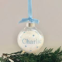 Personalised Bauble With Artificial Snow, Shatterproof Bauble, Christmas Decoration, Decoration - thumbnail 2
