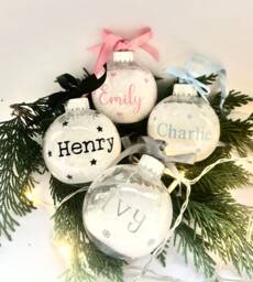 Personalised Bauble With Artificial Snow, Shatterproof Bauble, Christmas Decoration, Decoration