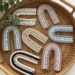 Small Hanging Rainbow - Spotty Polka Dot Wall Rainbows Nursery Decor Baby Shower Gift Pink & Neutral - thumbnail 2