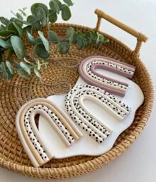Small Hanging Rainbow - Spotty Polka Dot Wall Rainbows Nursery Decor Baby Shower Gift Pink & Neutral