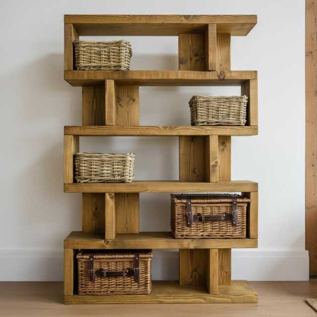 Handmade Solid Wood Bookcase, Chunky Rustic Display Shelf - image 1