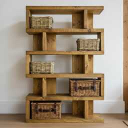 Handmade Solid Wood Bookcase, Chunky Rustic Display Shelf