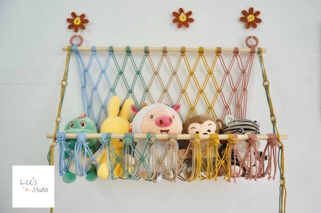 Macrame Stuffed Animal Hammock Boho Kid Room Decor - image 1