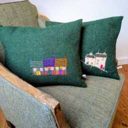 New Harris Tweed House Embroidered Cushion Cover - thumbnail 2