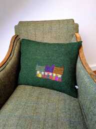 New Harris Tweed House Embroidered Cushion Cover - thumbnail 1