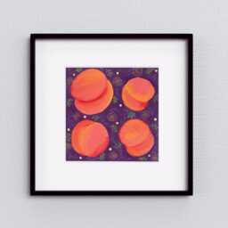 Peach Acrylic Painting Quirky Kitchen Wall Art, Summer Food Poster - 8x8 - thumbnail 2