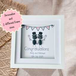 Personalised Wedding Frame - Unique Mr & Gift Custom Pebble Picture Ideal Present, Gay Wedding Gift, Present - thumbnail 2